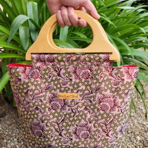 Bolso, bolso con asas de madera