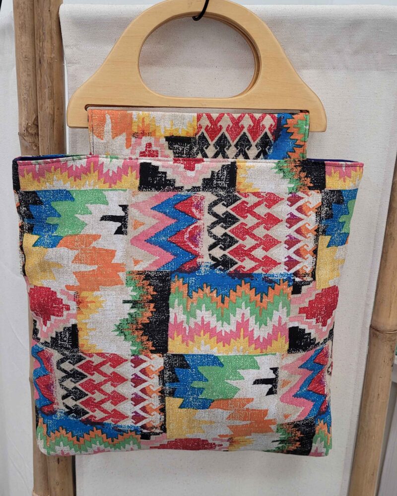 bolso, bolso con asas, bolso con asas de madera