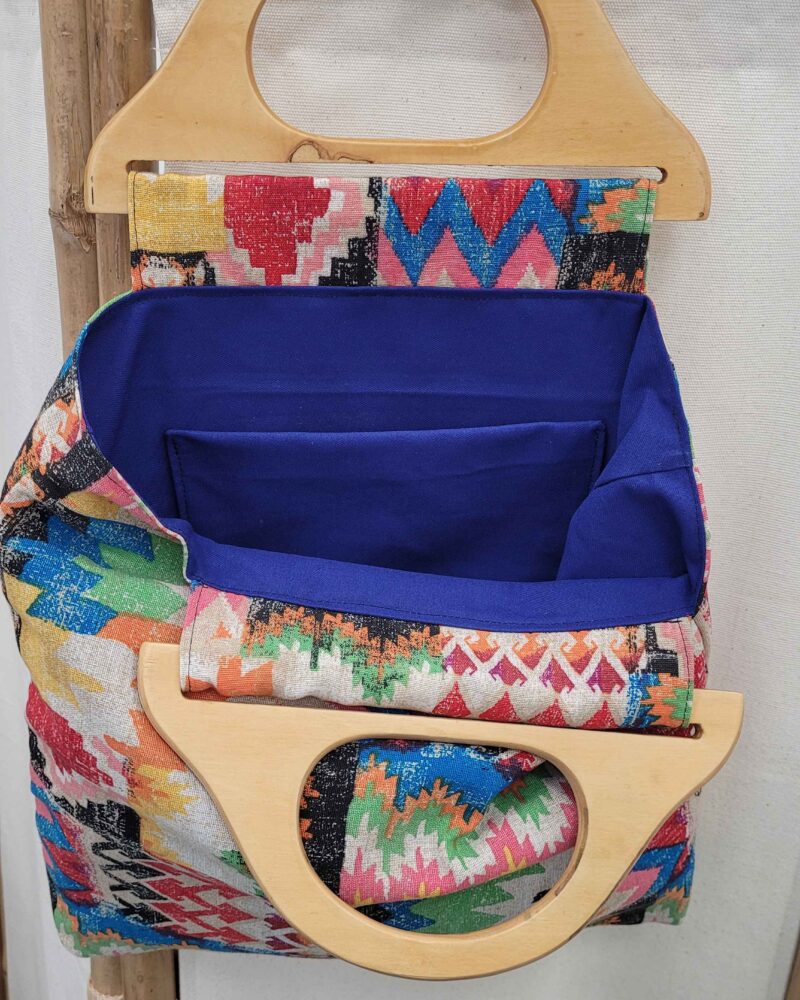 bolso, bolso con asas, bolso con asas de madera