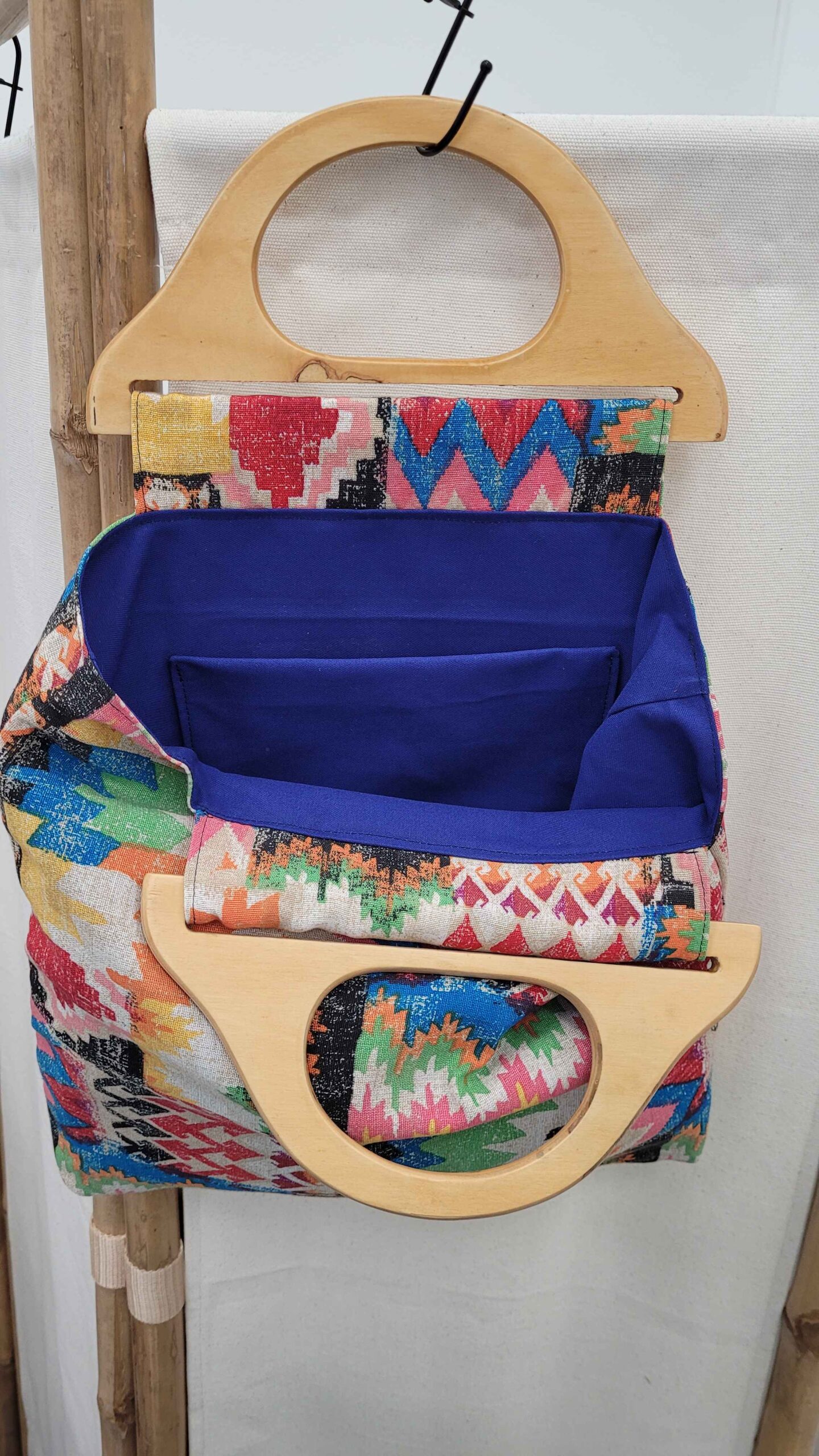bolso, bolso con asas, bolso con asas de madera