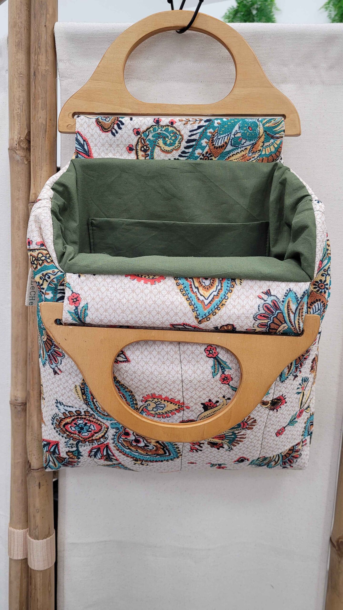 bolso, bolso con asas, bolso con asas de madera